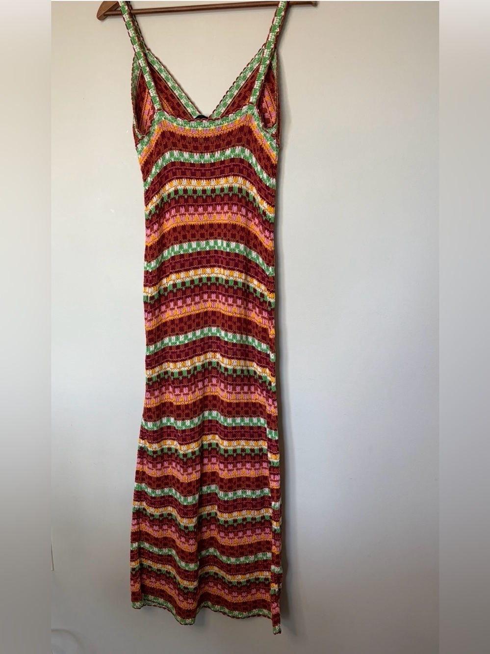 Zara Striped Crochet Maxi Dress — Red, Green, Yellow size small - Picture 6 of 6